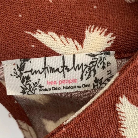 Free People Intimately Billie Bodysuit in Terracotta Bird Print NWT Sz XS - Picture 6 of 8